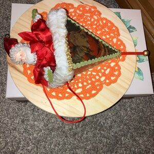 Festive Santa Claus Ornament with Red and Gold Accents Pop Up Cone